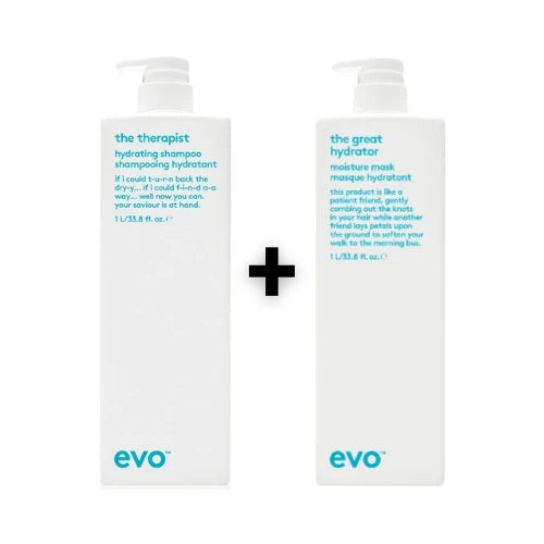 Evo Set The Therapist Hydrating Shampoo 1000ml + The Great Hydrator Moisture Mask 1000ml - HauptSacheShop