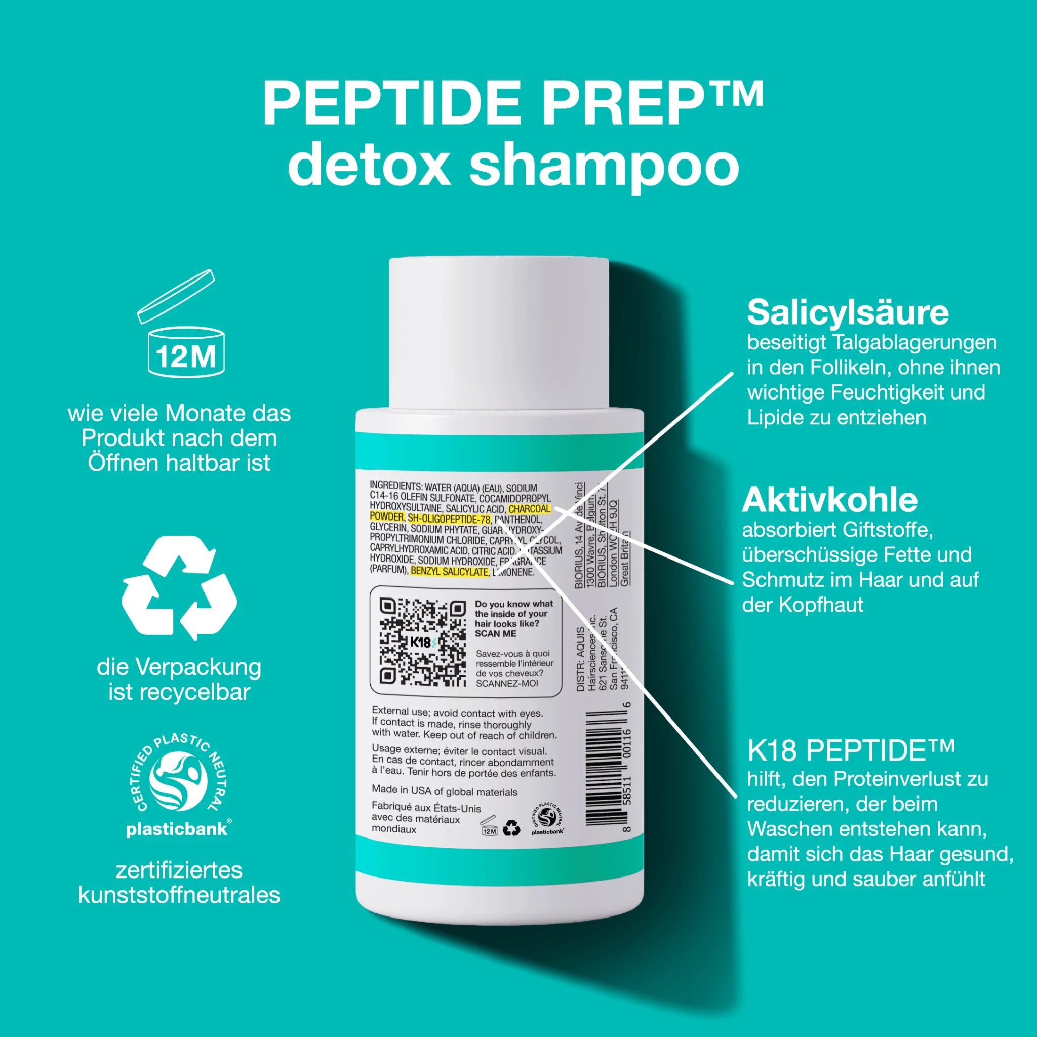 K18 Peptide Prep Detox Shampoo - HauptSacheShop